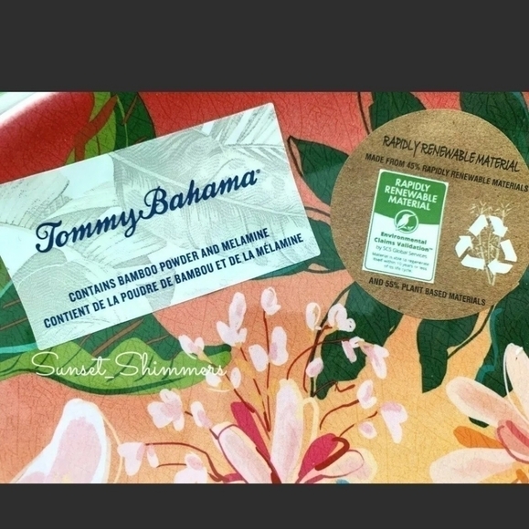 𝅺4PC Set Tommy Bahama Tropical Hibiscus Flowers Eco Melamine Dinner Plates New - Picture 5 of 6